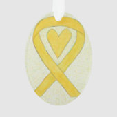 Yellow Awareness Ribbon Heart Kerstannament Ornament (achterkant)