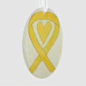 Yellow Awareness Ribbon Heart Kerstannament Ornament (voorkant)