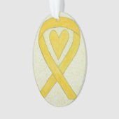 Yellow Awareness Ribbon Heart Kerstannament Ornament (voorkant)