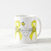 Yellow Awareness Ribbon with Butterfly Coffee Mug Koffiemok (Voorkant rechts)