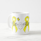 Yellow Awareness Ribbon with Butterfly Coffee Mug Koffiemok (Voorkant links)