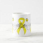 Yellow Awareness Ribbon with Butterfly Coffee Mug Koffiemok (Center)