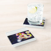 Yellow axolotl fun  glazen onderzetter (Schuin)