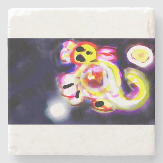 Yellow axolotl fun  stenen onderzetter (Voorkant)