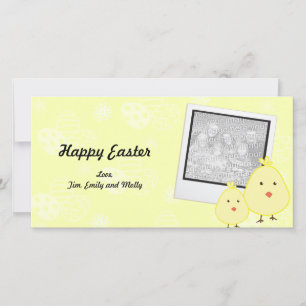 Yellow Baby Chick Easter Photo Cards Feestdagenkaart