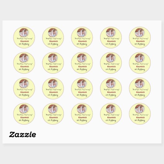 Yellow Baby Girl/Boy Thank You Birthday  Ronde Sticker (Vel)