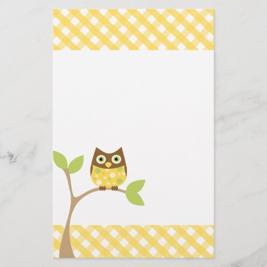 Yellow Baby Owl Briefpapier (Voorkant)