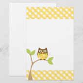 Yellow Baby Owl Briefpapier (Voorkant / Achterkant)