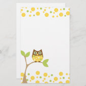 Yellow Baby Owl Briefpapier (Voorkant / Achterkant)