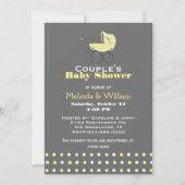 Yellow Baby Pram Baby shower Invitation Kaart (Voorkant)