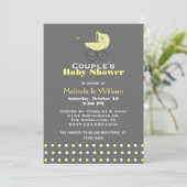 Yellow Baby Pram Baby shower Invitation Kaart (Staand voorkant)