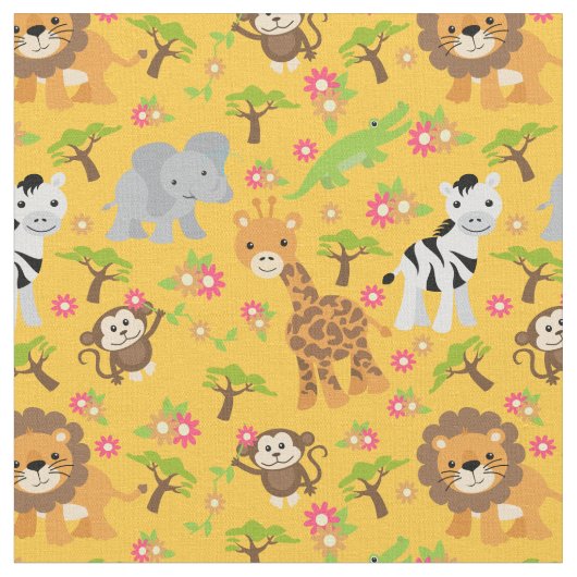 Yellow Baby Safari Fabric Stof (Close Up)