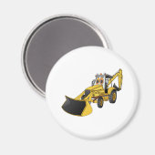 Yellow Backhoe Cartoon Magneet (Voorkant / Achterkant)