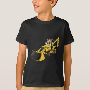Yellow Backhoe Cartoon T-shirt