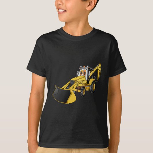 Yellow Backhoe Cartoon T-shirt (Voorkant)