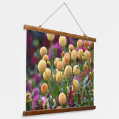 Yellow Ball Dahlias Floral Hangend Wandkleed (Gebogen)