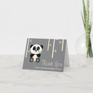 Yellow Bamboo Panda Diapers Baby Shower Thank You Bedankkaart