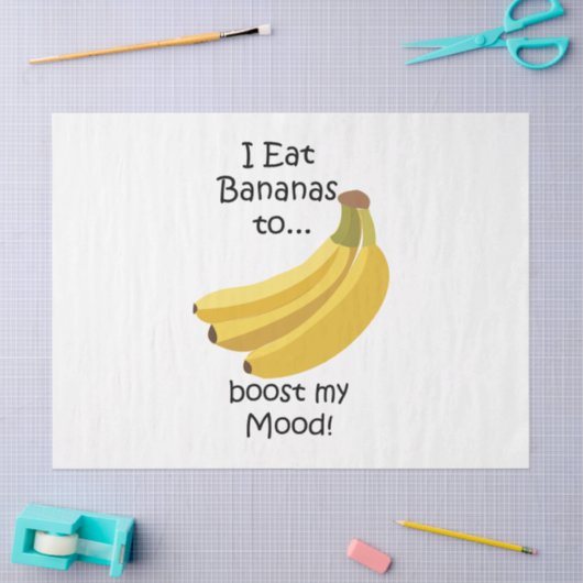 Yellow Banana Fruit Boost My Mood Funny Tissuepapier (Craft)