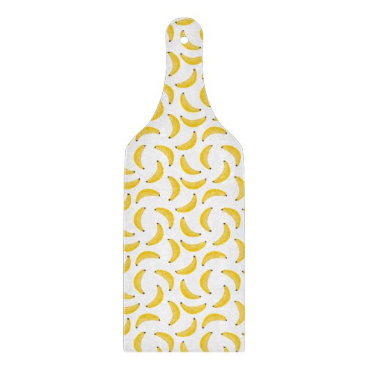 Yellow Banana Illustration Fun Fruit Pattern Snijplank (Voorkant)