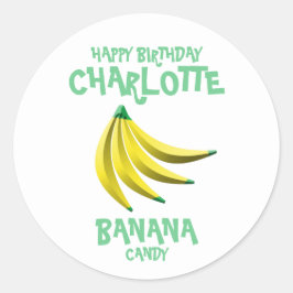 Yellow Banana Snoep Happy Birthday Ronde Sticker