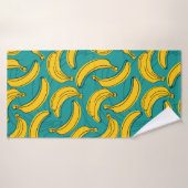 yellow banana with black outline seamless pattern badhanddoek (Badhanddoek)