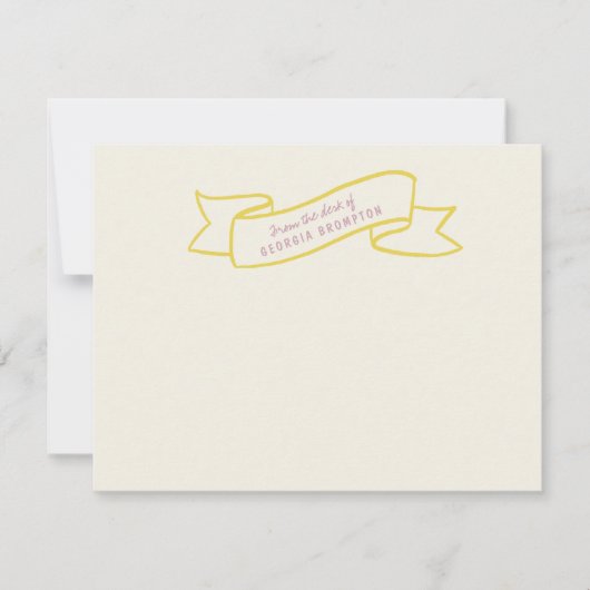 Yellow Banner Violet Purple Personalized Name Notitiekaartje (Voorkant)