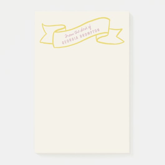 Yellow Banner Violet Purple Personalized Name Post-it® Notes (Voorkant)