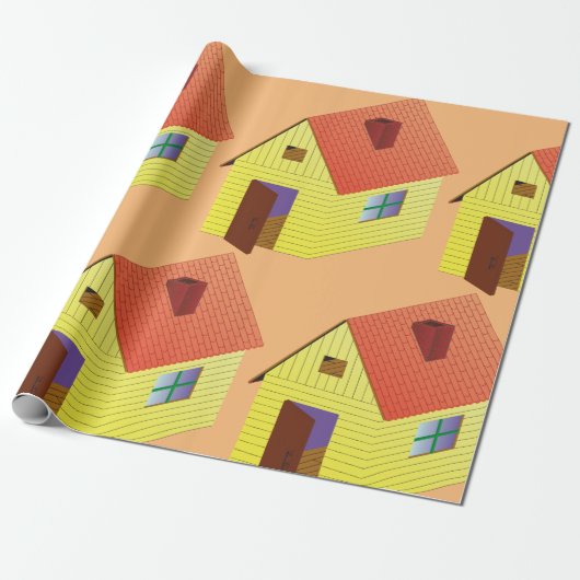 Yellow Barn House Cadeaupapier (Uitgerold)