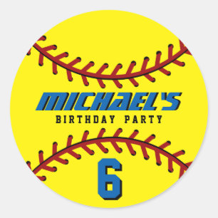 Yellow Baseball Sticker Sportkinderen Birthday Par