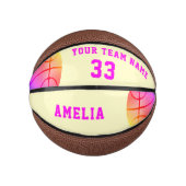 Yellow Basket Ball Girl Player Name Team Number Basketbal (Voorkant)