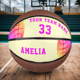 Yellow Basket Ball Girl Player Name Team Number Basketbal