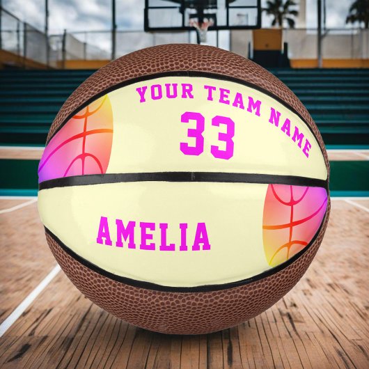 Yellow Basket Ball Girl Player Name Team Number Basketbal