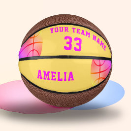 Yellow Basket Ball Girl Player Name Team Number Basketbal