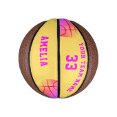 Yellow Basket Ball Girl Player Name Team Number Basketbal (Verticaal)