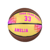 Yellow Basket Ball Girl Player Name Team Number Basketbal (Voorkant)