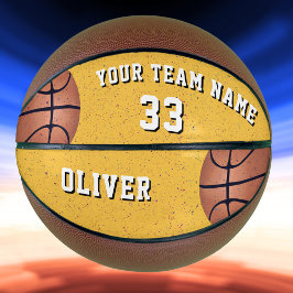 Yellow Basketball Ball Player Team Name Number Basketbal