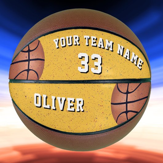 Yellow Basketball Ball Player Team Name Number Basketbal