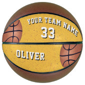 Yellow Basketball Ball Player Team Name Number Basketbal (Voorkant)