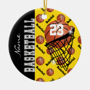 Yellow Basketball personaliseren Keramisch Ornament