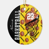 Yellow Basketball personaliseren Keramisch Ornament (Links)