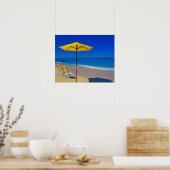 Yellow beach umbrella and chairs on prisping poster (Keuken)