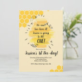 Yellow Bee 1e verjaardagsfeest uitnodiging (Staand voorkant)