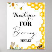 Yellow Bee Dank u Baby shower cadeau & Kaart Poster (Voorkant)