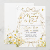Yellow Bee Floral Mom-to-Bee Baby Shower  Kaart (Voorkant / Achterkant)
