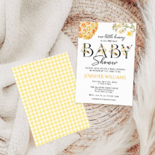 Yellow Bee Little Hunny Genderneutraal Baby shower Kaart