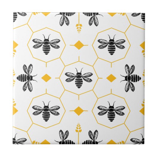 Yellow Bee Summer Kitchen Backsplash Keramische Te Tegeltje (Voorkant)