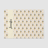 Yellow Beehive and Bumblebee Pattern Monogram Name Tissuepapier (Voorkant)
