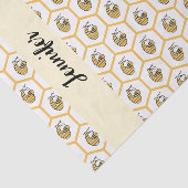 Yellow Beehive and Bumblebee Pattern Monogram Name Tissuepapier (Detail)