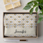 Yellow Beehive and Bumblebee Pattern Monogram Name Tissuepapier (Geschenk)