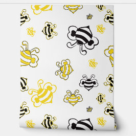 Yellow Bees Beehive Wallpaper – Cute Bee Pattern  Behang